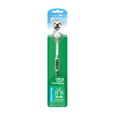 TropiClean Fresh Breath Triple Flex Toothbrush for Small and Medium Dogs