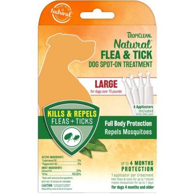 TropiClean Natural Flea & Tick Spot On Treatment for Dogs 0.68 oz. 4 ct