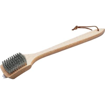 Weber Grill Cleaning Brush with Scraper Stainless Steel Bristle Bamboo Handle 18 in. L