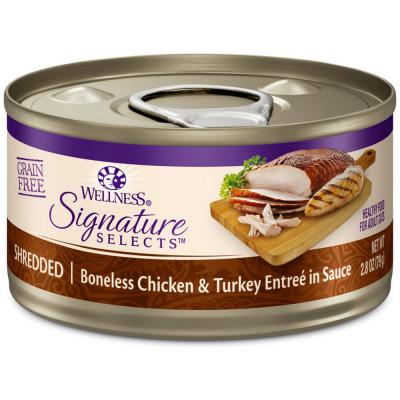 Wellness CORE Signature Selects Grain Freened Cat Food Shredded Chicken & Turkey in Sauce 2.8 oz.