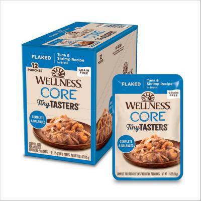 Wellness CORE Tiny Tasters Wet Cat Food Flaked Tuna & Shrimp in Sauce 1.75 oz.