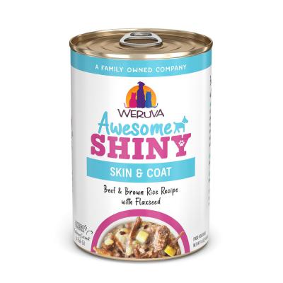 Weruva Awesome Shiny Beef & Brown Rice Recipe with Flaxseed Wet Dog Food 14 oz.