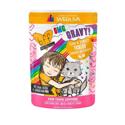 Weruva BFF OMG Best Feline Friend Oh My Gravy! Tickles with Tuna & Turkey in Gravy Cat Food 3 oz.