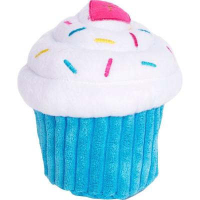 Zippy Paws Squeaky Plush Dog Toy Cupcake Blue