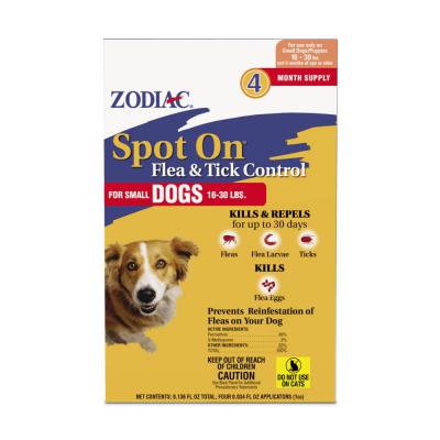 Zodiac Spot On Flea & Tick Control SMall Dogs 16-30 lb. 4 ct