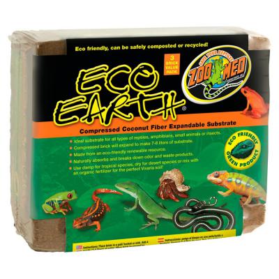 Zoo Med Eco Earth Coconut Fiber Substrate Brown 3 pack